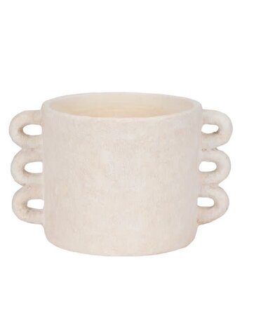 Decorative Pottery Planter w/ Arch Handles, White, 13 in.