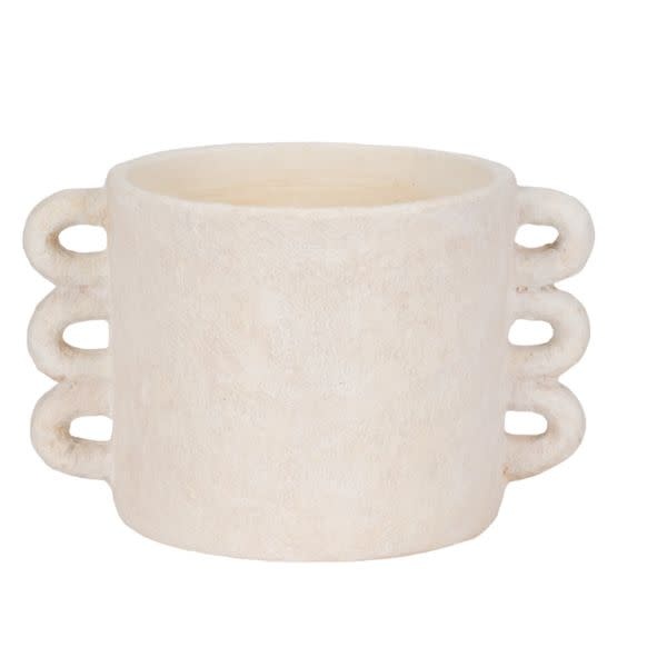 Decorative Pottery Planter w/ Arch Handles, White, 13 in.