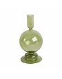 Glass Bubble Taper Candle Holder, Olive, 7 in.