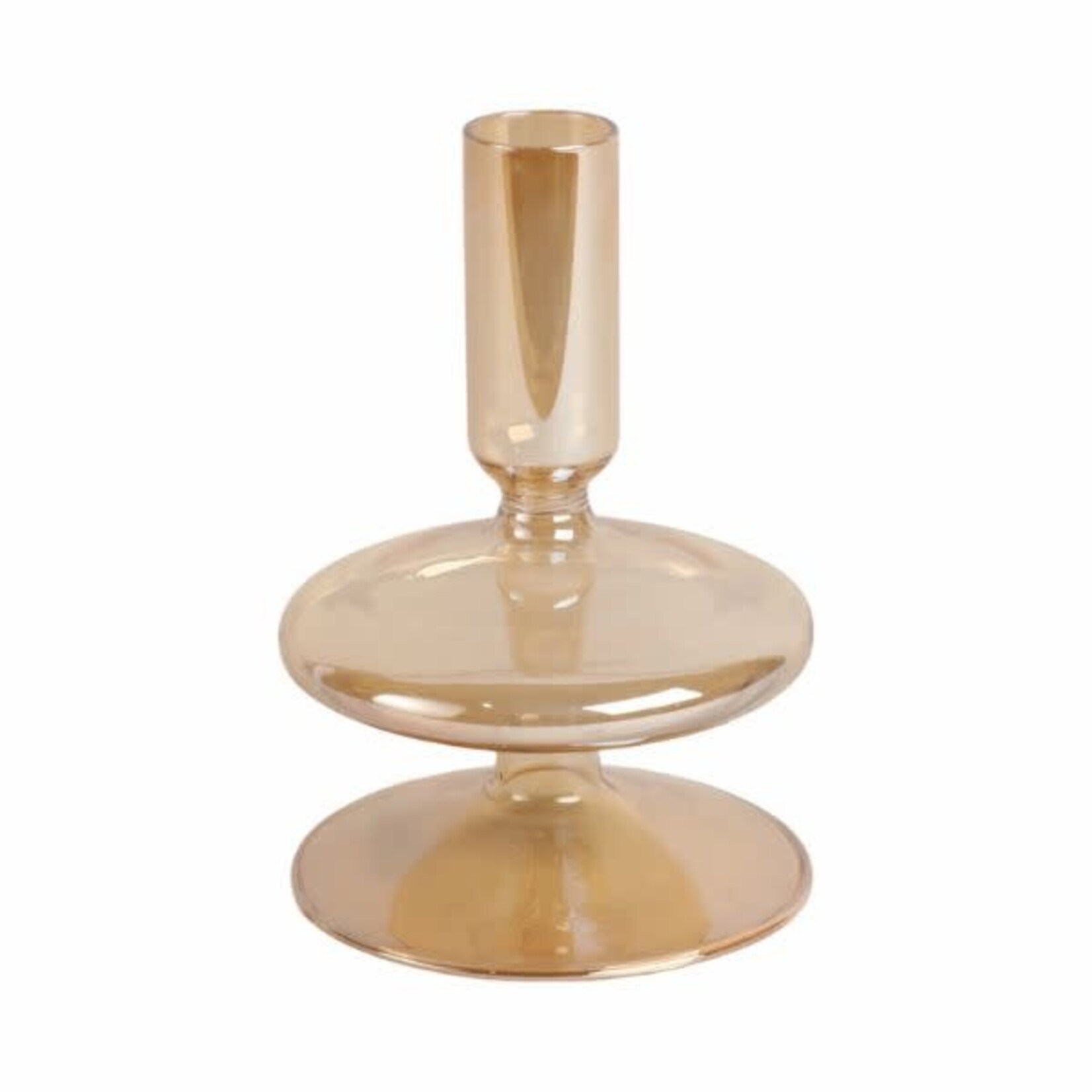 Vintage Luster Glass Taper Candle Holder, Gold, 5 in.