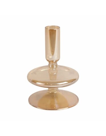 Vintage Luster Glass Taper Candle Holder, Gold, 5 in.