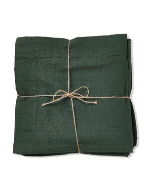 Tag Slub Cotton Everyday Napkins, Set of Four, Dark Green