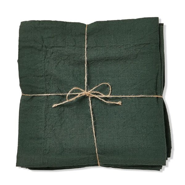 Tag Slub Cotton Everyday Napkins, Set of Four, Dark Green