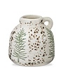 Tag Stoneware Pine Tree Vase, Small, White and Multi, 5 in.