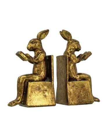 Rabbit Bookends, Gold, Set of Two, 7 in.
