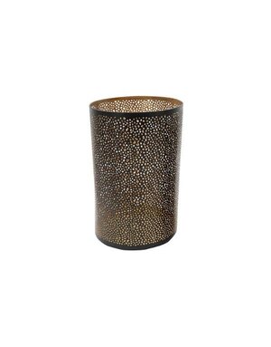 Pierced Metal Hurricane Candle Holder, Bronze and Gold, Large, 12 in.