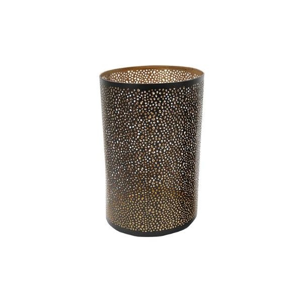 Pierced Metal Hurricane Candle Holder, Bronze and Gold, Large, 12 in.