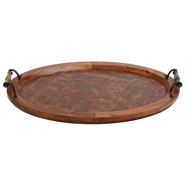 Deco Marché Rustic Brown Wood Tray, 29 X 19 in.