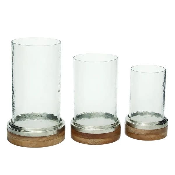 Deco Marché Traditional Brown Wood Hurricane Lamp, Large, 13 in.