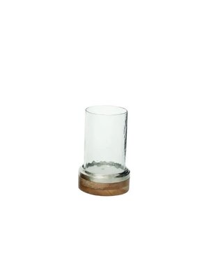 Deco Marché Traditional Brown Wood Hurricane Lamp, Small, 9 in.