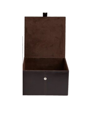 Deco Marché Modern Dark Brown Leather Box, Large, 12 in.