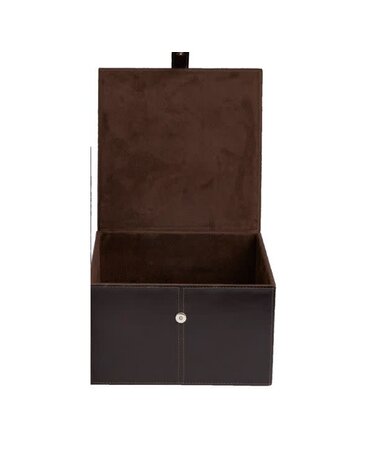 Deco Marché Modern Dark Brown Leather Box, Large, 12 in.