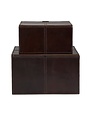 Deco Marché Modern Dark Brown Leather Box, Large, 12 in.