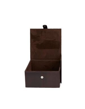 Deco Marché Modern Dark Brown Leather Box, Small