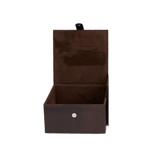 Deco Marché Modern Dark Brown Leather Box, Small