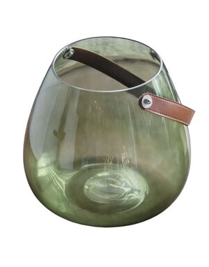 Hanging Glass Vase, Green, 10 in.