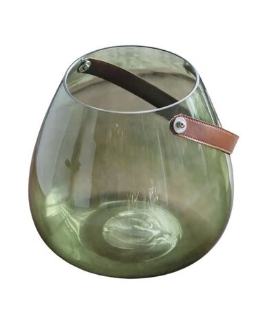 Hanging Glass Vase, Green, 10 in.