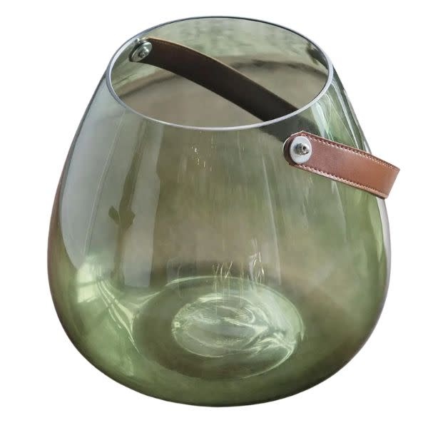 Hanging Glass Vase, Green, 10 in.