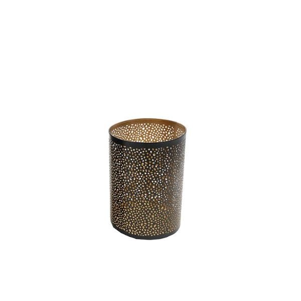 Pierced Metal Hurricane Candle Holder, Bronze and Gold, Small, 8 in.