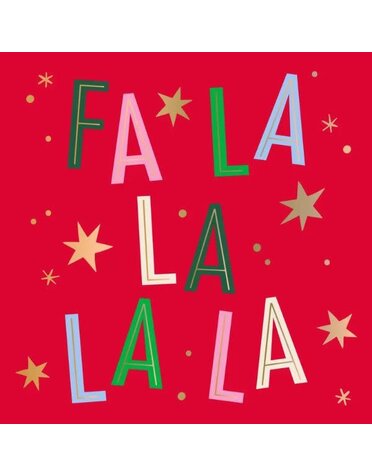 Holiday Cocktail Napkins, Fa La La, Red Foil, 20 ct.