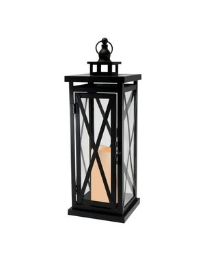 LumaBase Crisscross Metal Lantern, Battery Candle