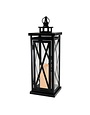LumaBase Crisscross Metal Lantern, Battery Candle