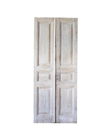 Vintage Egyptian Door, Antique White, Set of Two, Approx. 19.5 X 93 in., Furniture Available for Local Delivery or Pick Up