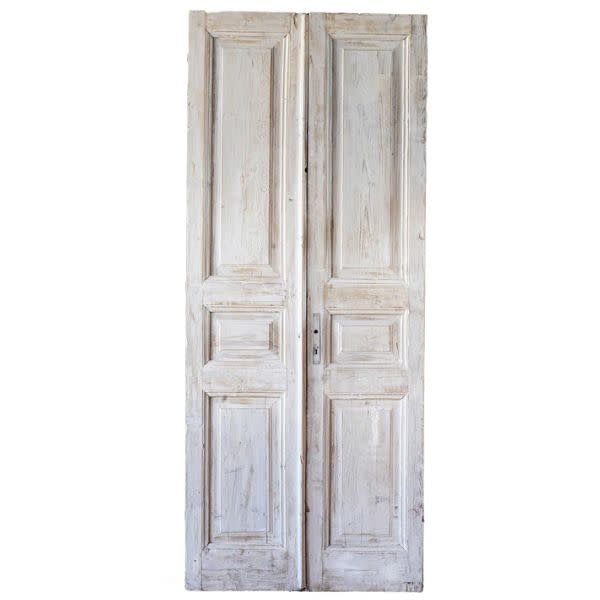 Vintage Egyptian Door, Antique White, Set of Two, Approx. 19.5 X 93 in., Furniture Available for Local Delivery or Pick Up