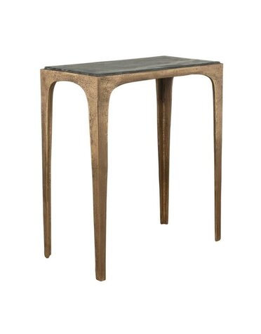Black Marine Marble Accent Table, Antique Brass, 19 X 23 X 10, Furniture Available for Local Delivery or Pick Up