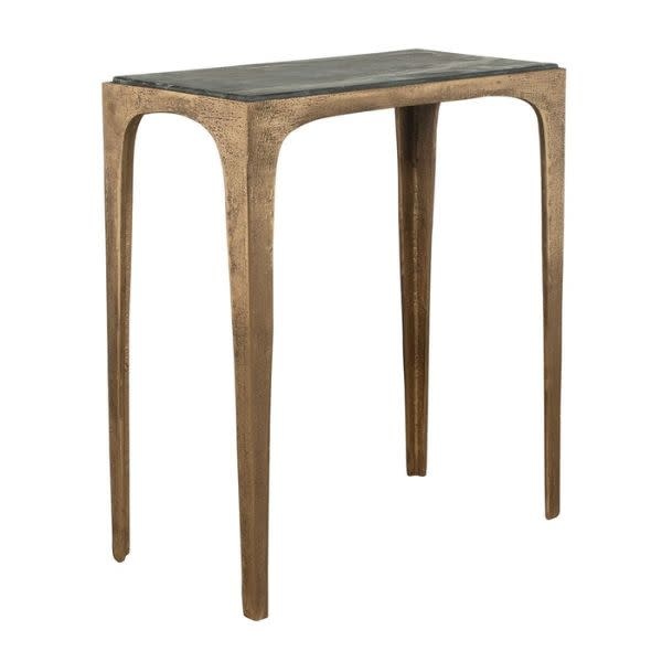 Black Marine Marble Accent Table, Antique Brass, 19 X 23 X 10, Furniture Available for Local Delivery or Pick Up