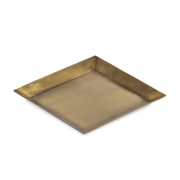 Antique Brass Tray, Square, 4.25 in.