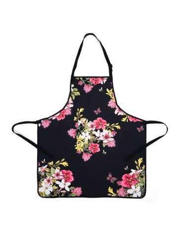 Blue Stallion Farm Black Floral Bouquet Apron