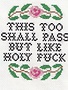 Subversive Cross Stitch Deluxe Cross Stitch Kit, This Too Shall Pass