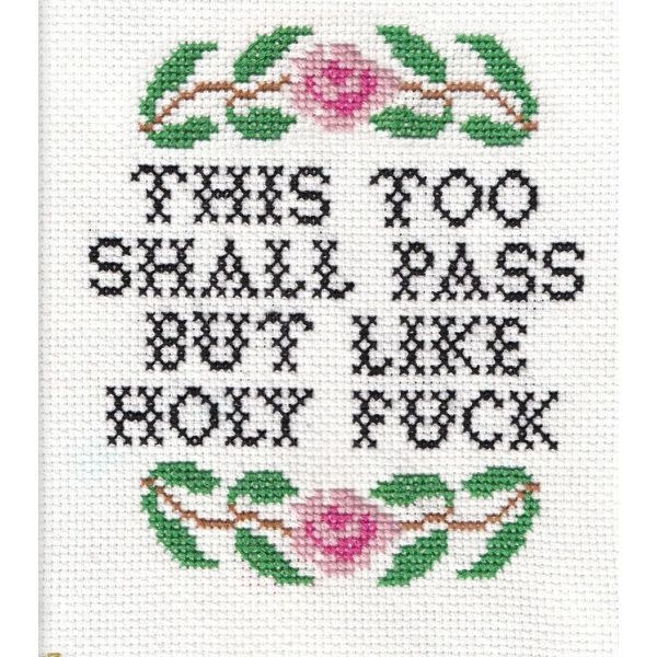 Subversive Cross Stitch Deluxe Cross Stitch Kit, This Too Shall Pass