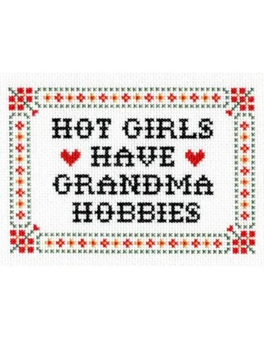 Subversive Cross Stitch Deluxe Cross Stitch Kit, Hot Girls Have Grandma Hobbies