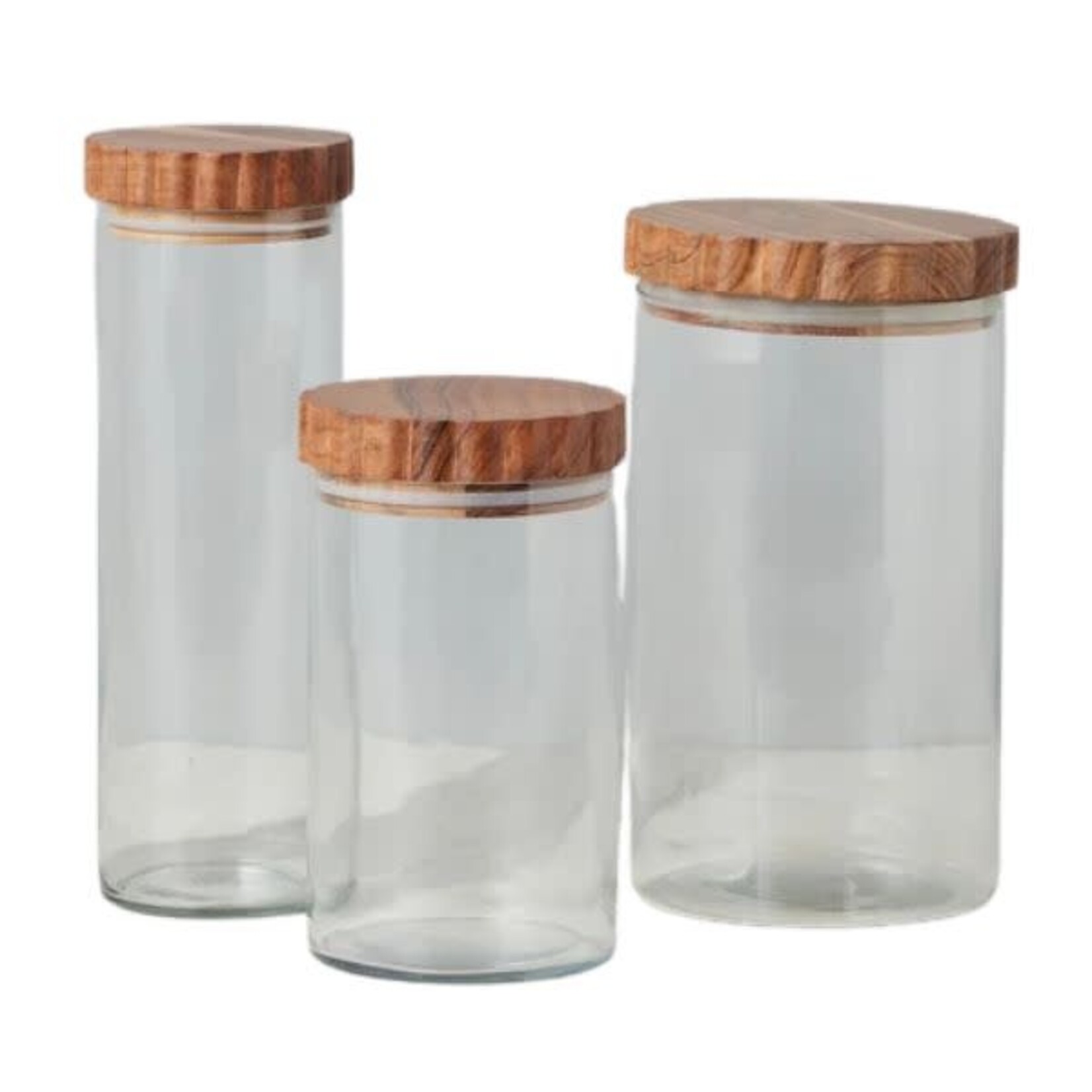 Glass Canister, Scalloped Wood Top, Small