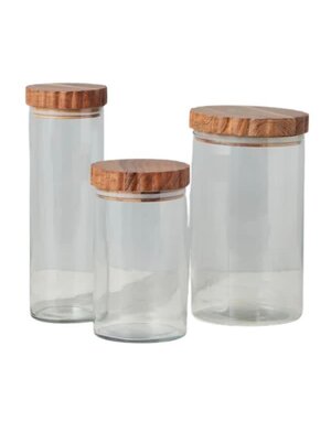 Glass Canister, Scalloped Wood Top, Small