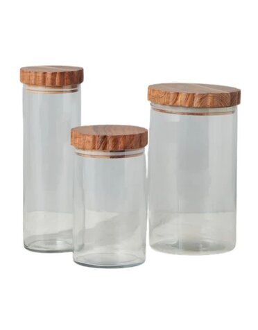 Glass Canister, Scalloped Wood Top, Small
