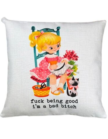 Funny Vintage Pillow, Bad Bitch Funny