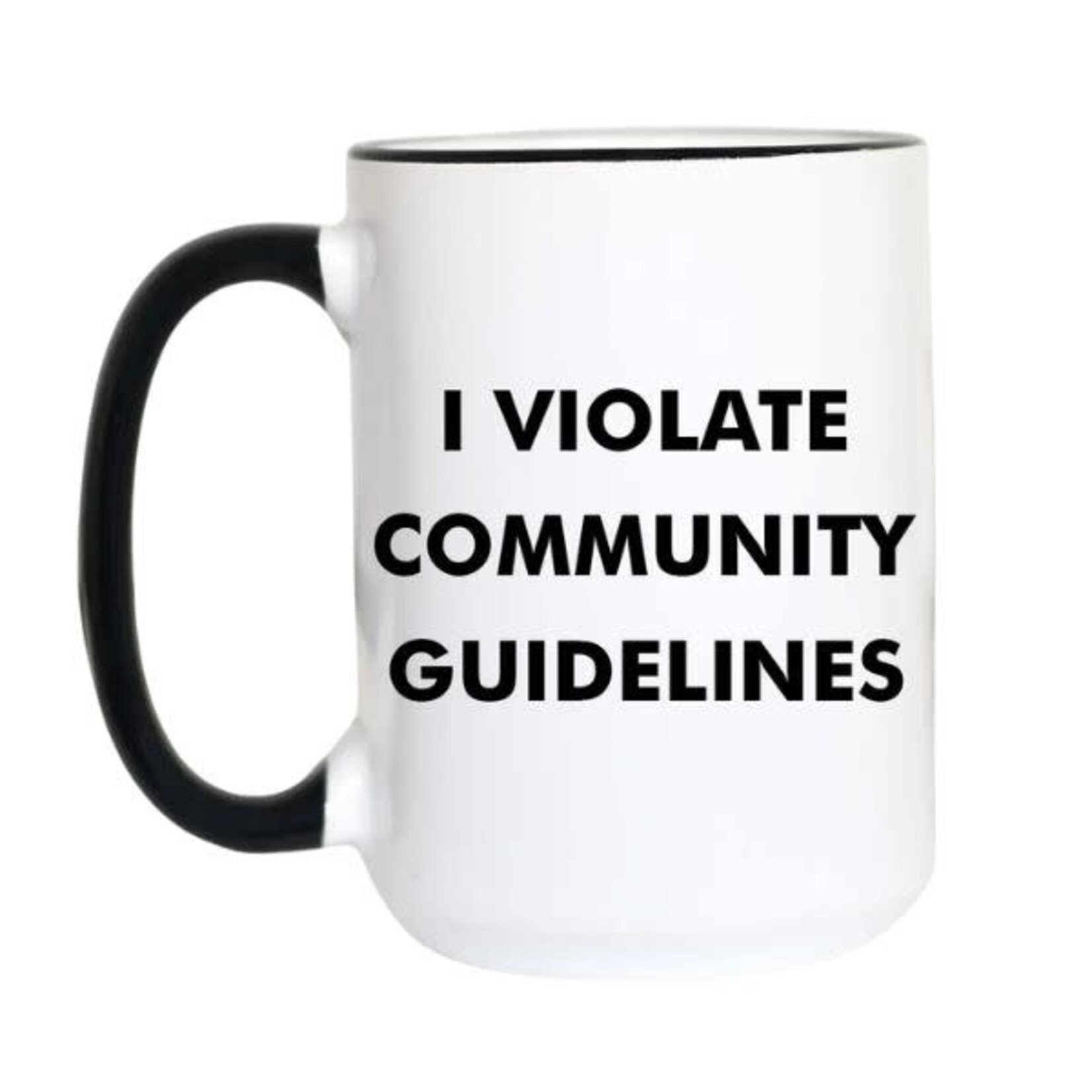 Funny Sarcastic Coffee Mug, 11 oz., I Violate Community Guidelines
