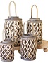 Grey Willow Cylinder Lanterns w/ Glass Inserts, Small, 15 in.