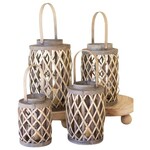 Grey Willow Cylinder Lanterns w/ Glass Inserts, Medium, 17 in.