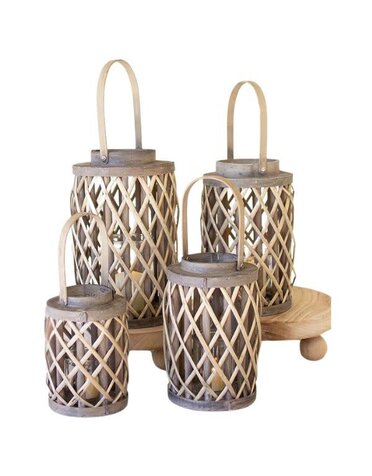 Willow Cylinder Lanterns w/ Glass Inserts, Extra Small, 12.5 in.