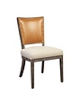 Lina Leather & Linen Chair, 21X 22 X 35, Furniture Available for Local Delivery or Pick Up