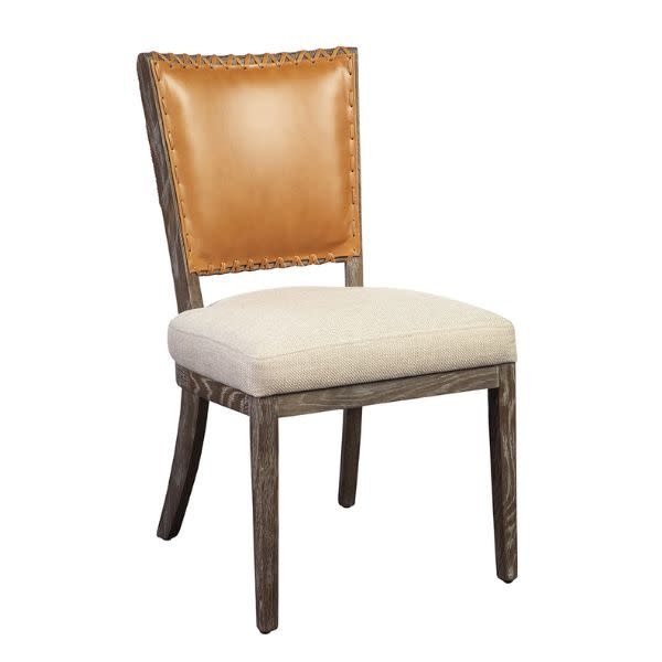 Lina Leather & Linen Chair, 21X 22 X 35, Furniture Available for Local Delivery or Pick Up