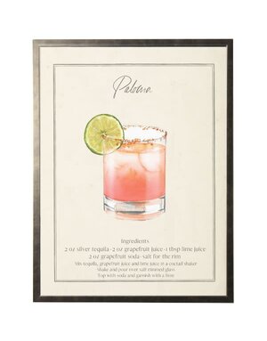 Antique Curiosities Inc Watercolor Paloma Cocktail and Recipe Artwork, 8 X 10 in.
