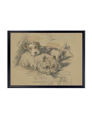 Antique Curiosities Inc Framed Vintage Dog Sketch S Artwork, 10 X 8 in.