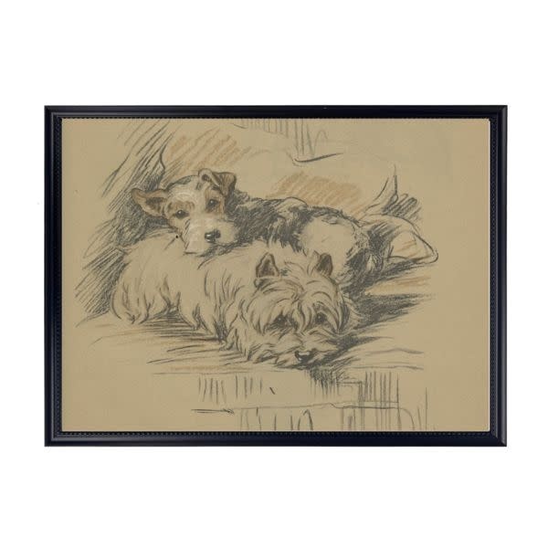 Antique Curiosities Inc Framed Vintage Dog Sketch S Artwork, 10 X 8 in.