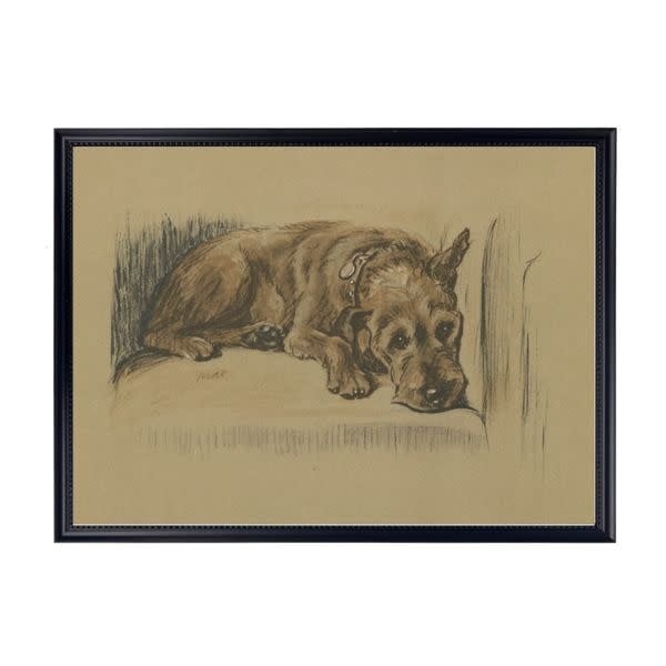 Antique Curiosities Inc Framed Vintage Dog Sketch E Artwork, 10 X 8 in.