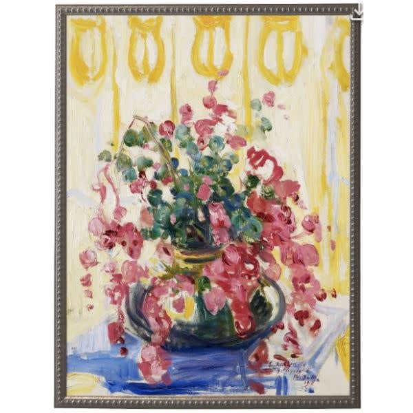 Antique Curiosities Inc Vintage Oil Painting A Artwork, Floral, 16 X 20 in.